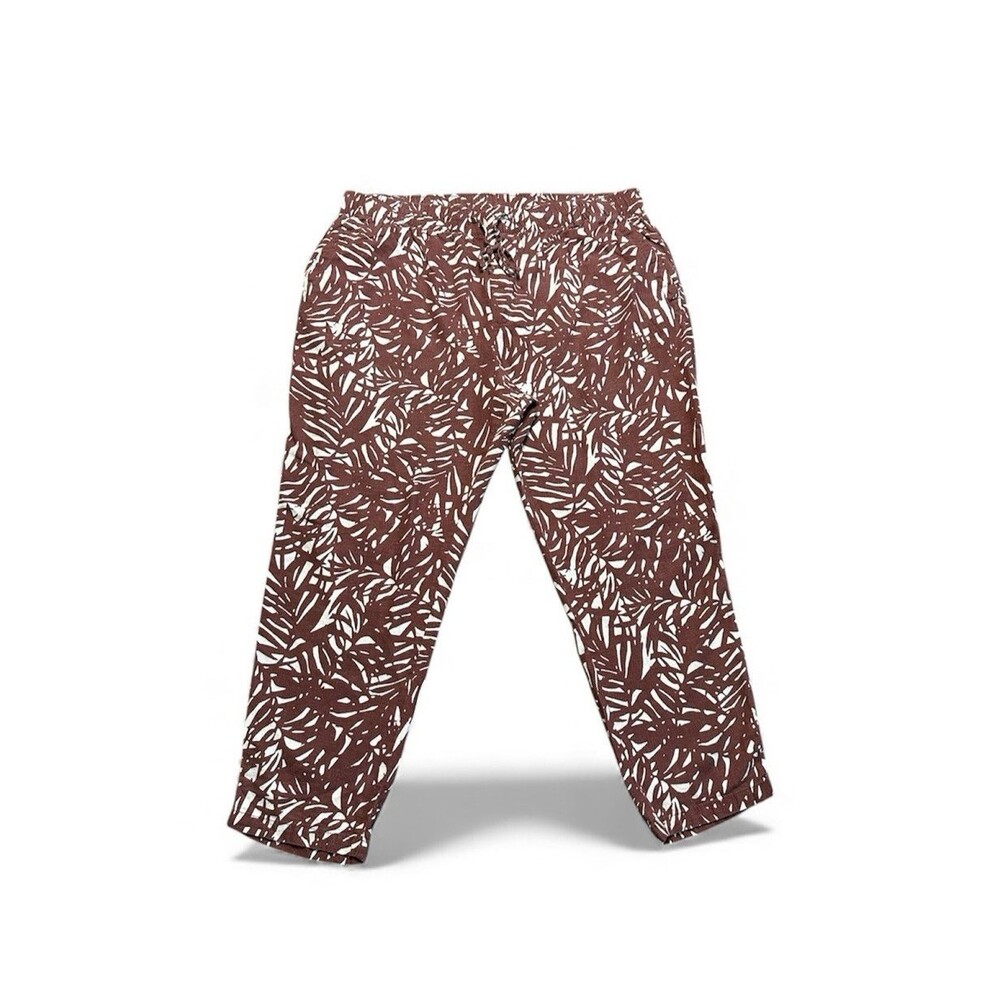 Old Navy Linen Pants Women’s XL Palm Tree Jungle Botanical Tropical Joggers